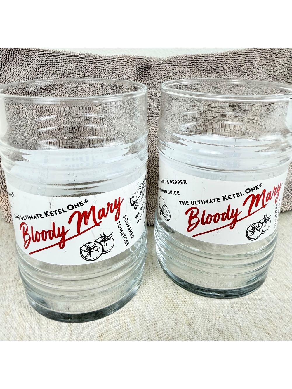 Ketel One Vodka Bloody Mary Recipe Glasses 16 oz Set of 2 Barware
